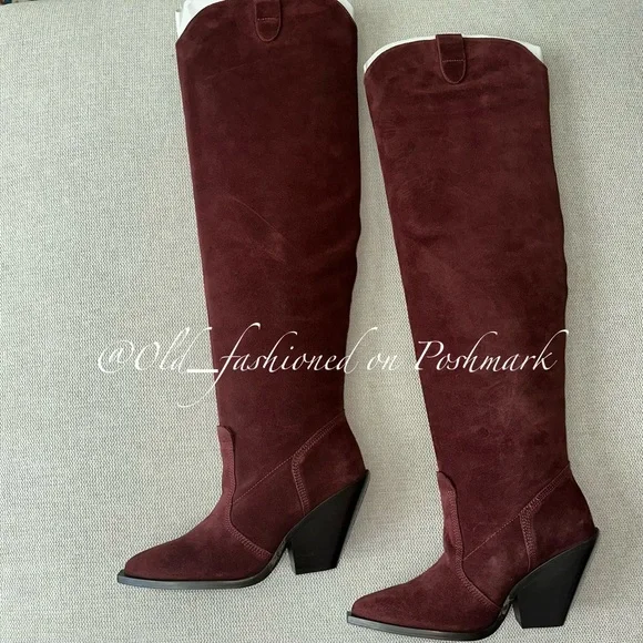 FREE PEOPLE Leather Triple Crown OTK Boots - Espresso - Picture 10 of 13